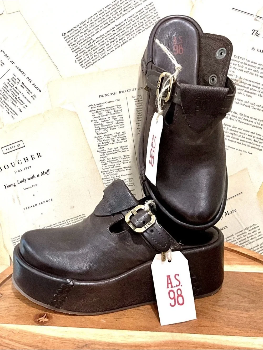 Free People A.S.98 Monroe Canyon Clogs Platform Brown Leather Slip On